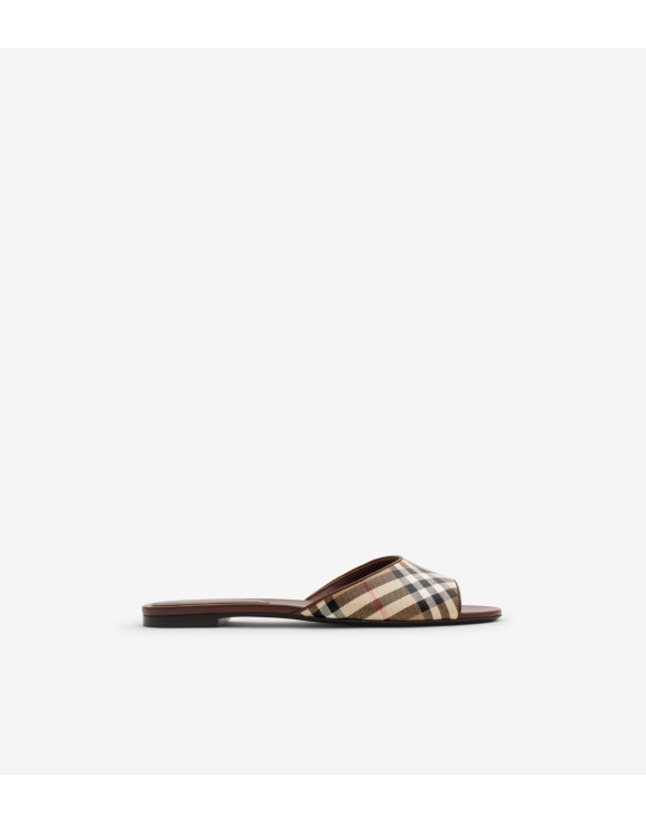 Mules Fey en cuir et Check
