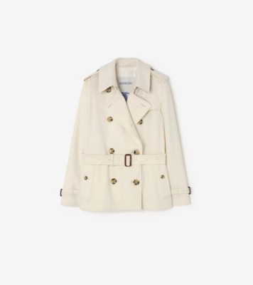 BURBERRY フード付きホワイトトレンチコート　雨具 カシミア ケンジントン トレンチジャケット (アイボリーホワイト