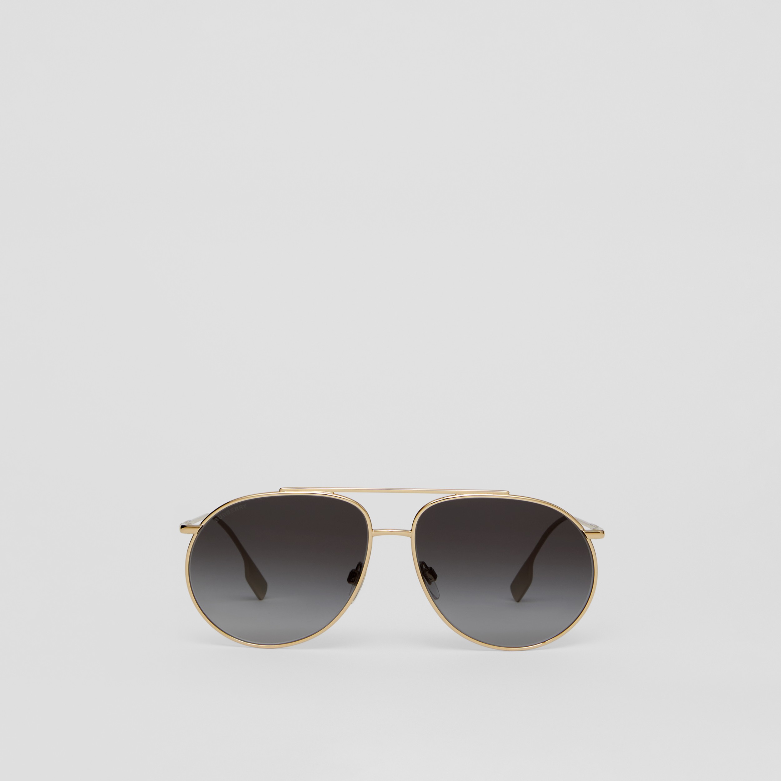 Icon Stripe Detail Oversized Pilot Sunglasses in Light Gold/black - Women |  Burberry® Official