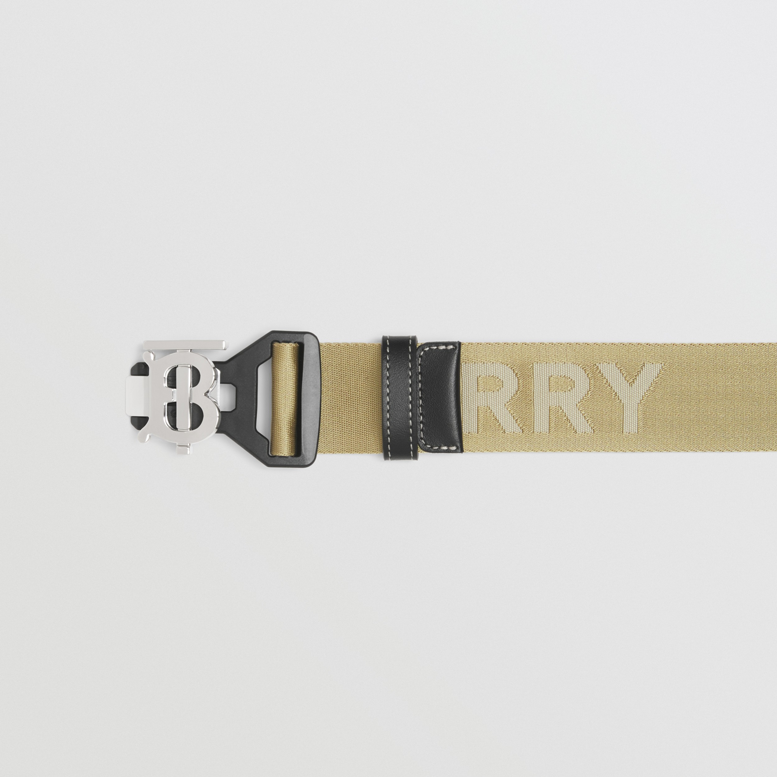 Monogram Motif and Logo Webbed Jacquard Belt in Honey - Men | Burberry® Official - 2