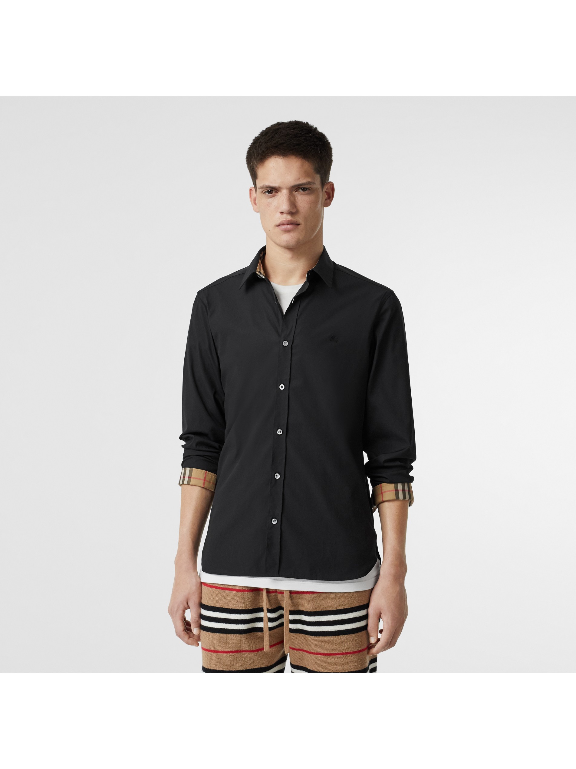 黑色 弹力棉府绸衬衫 产品图片51