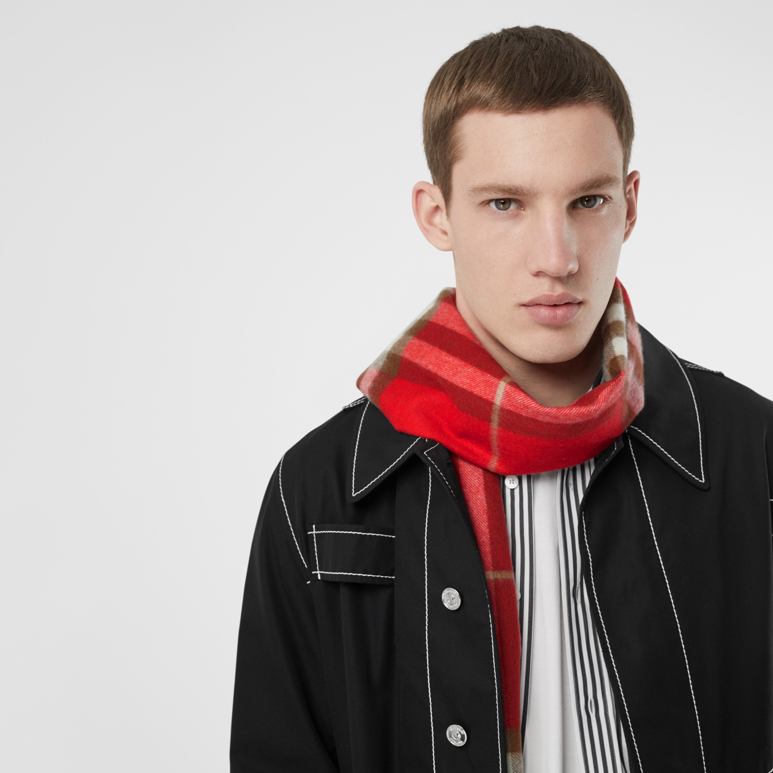 The Burberry Check Cashmere Scarf in Red | Burberry® Official - 3