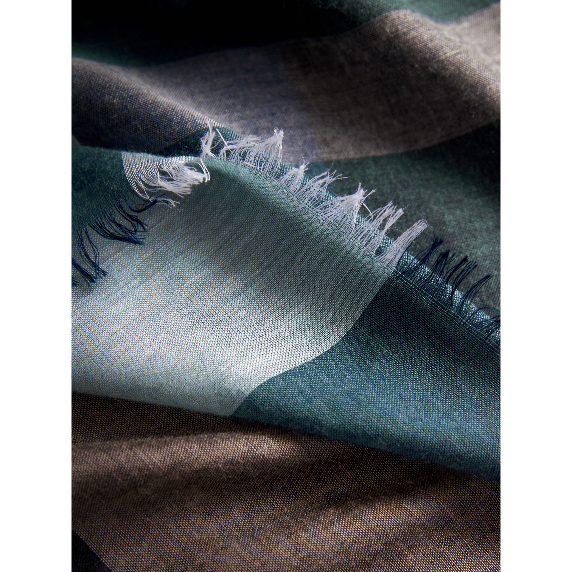 Check Modal and Wool Square Scarf in Slate Blue - Women | Burberry ...