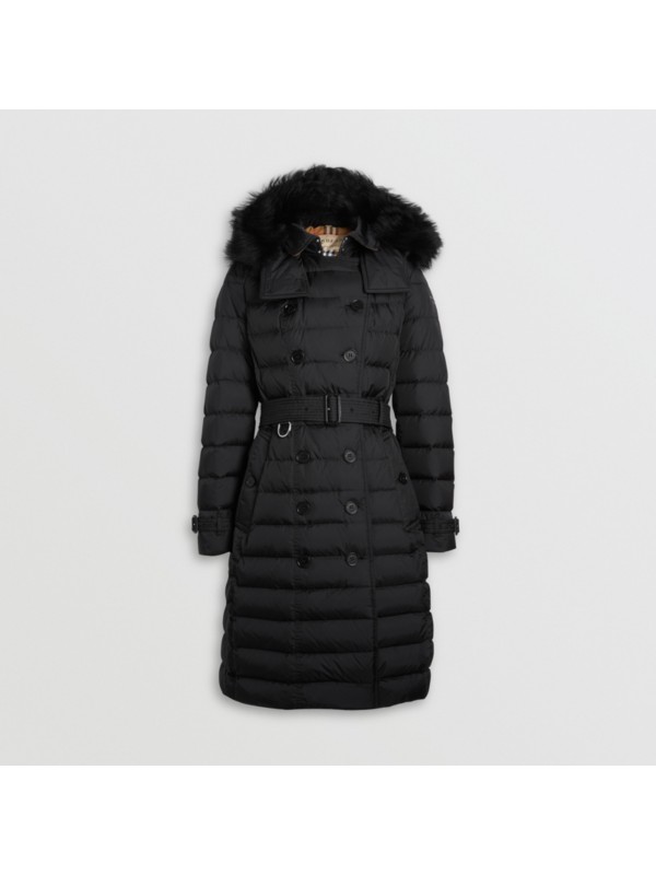 Detachable Hood Down-filled Puffer Coat in Black - Women | Burberry ...
