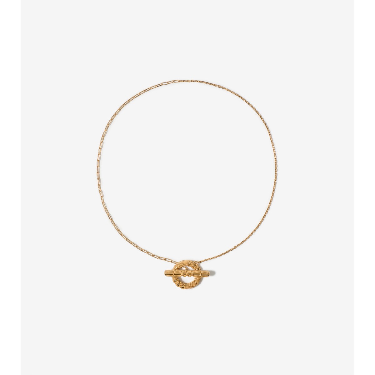 Burberry Check Granulation T-bar Necklace In Gold