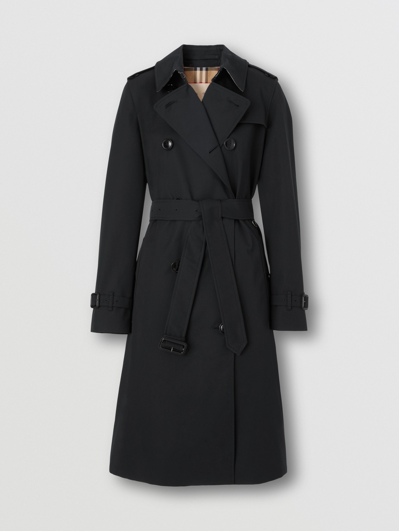Burberry Synthetic Silk-lined Long Trench Coat in Black Womens Clothing Coats Raincoats and trench coats 