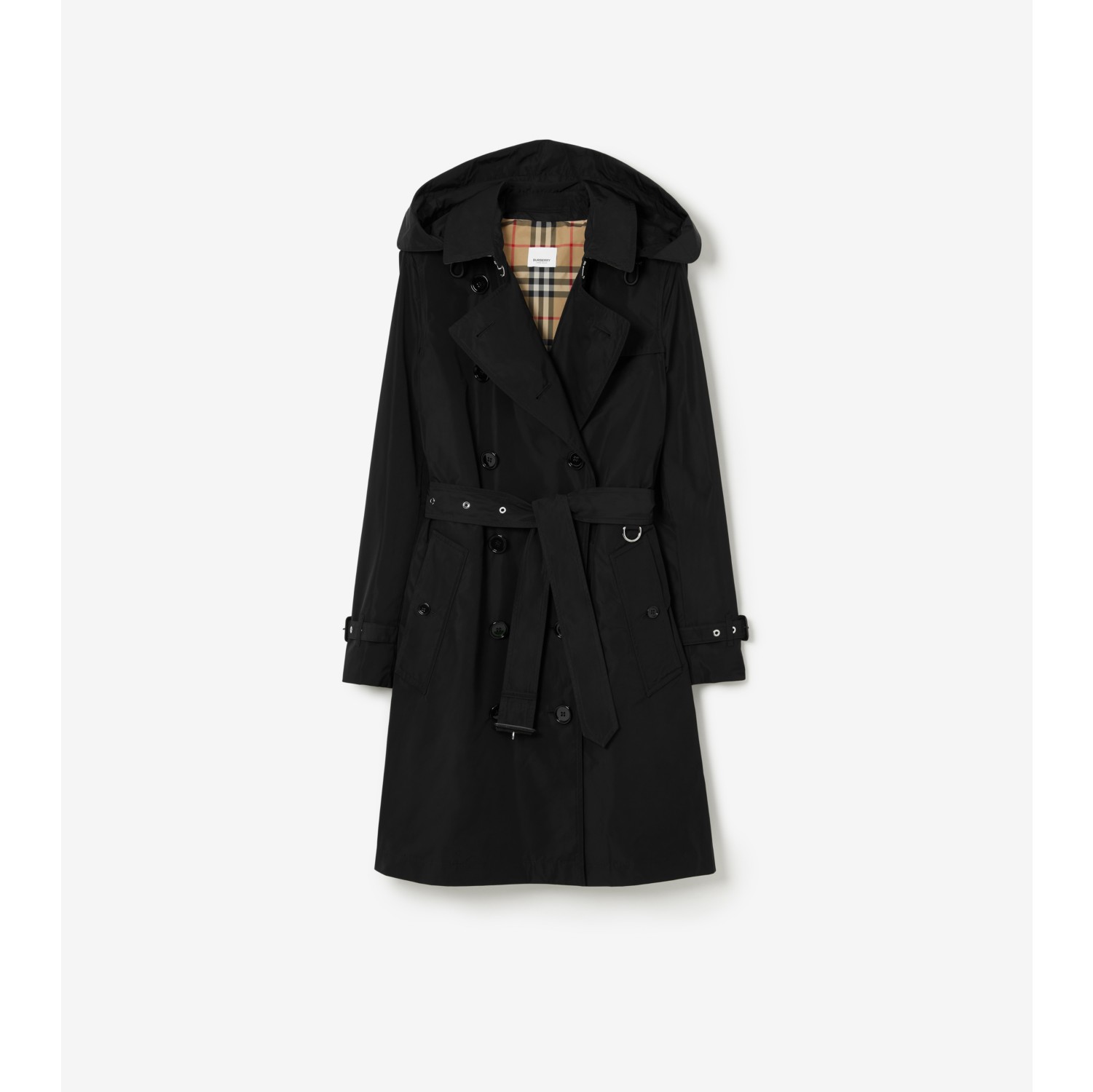 Mid-length Taffeta Kensington Trench Coat in Black - Women | Burberry®  Official