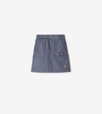 Striped Denim Skirt in Dark navy | Burberry® Official