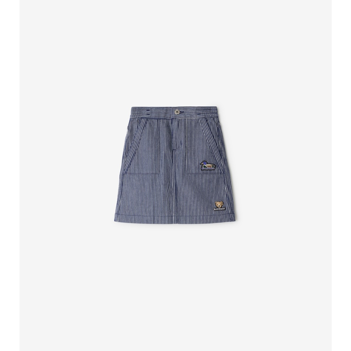 Burberry Childrens Striped Denim Skirt In Blue