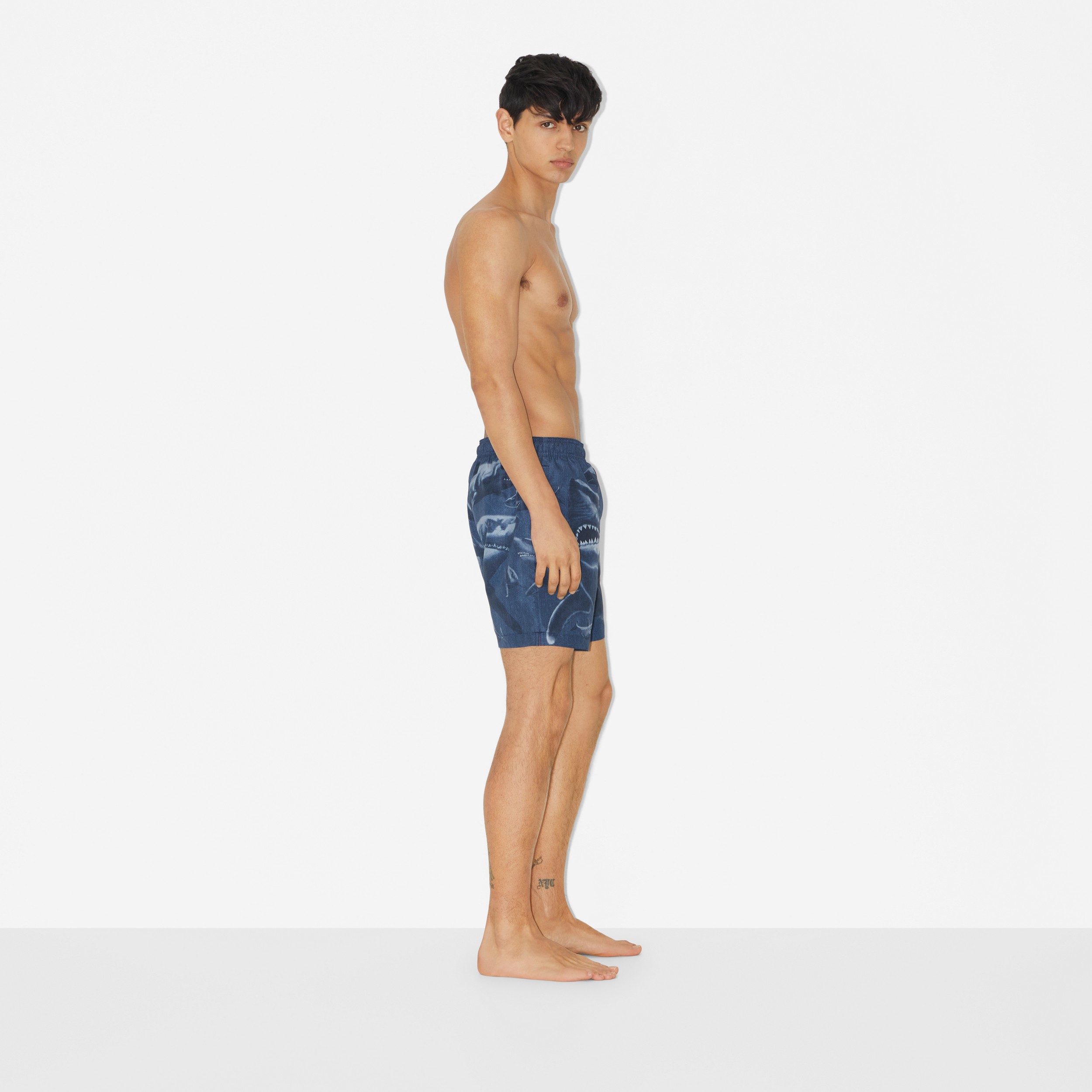 Shark Print Swim Shorts in Blue - Men | Burberry® Official - 3