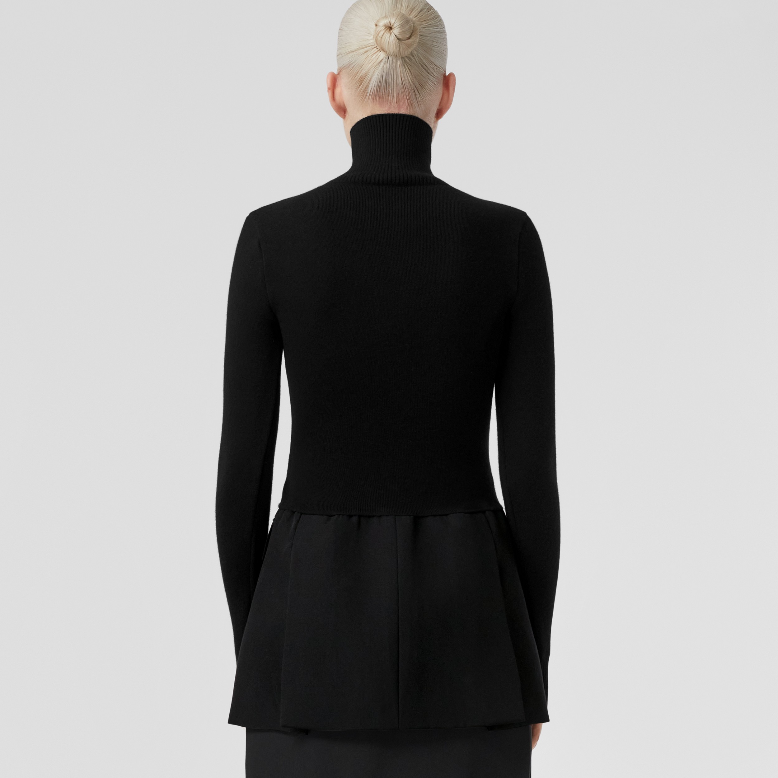 Pull à col roulé en laine avec détail de veste (Noir) - Femme | Site officiel Burberry® - 3