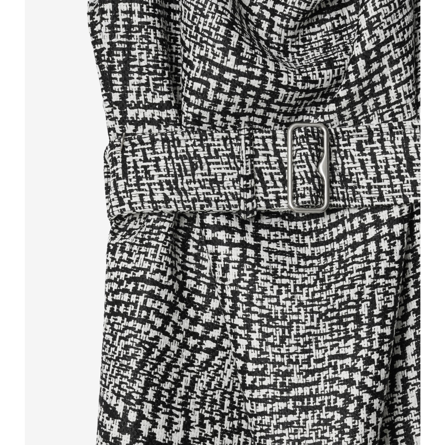 Leinenmisch-Kleid mit verzerrtem Hahnentrittmuster