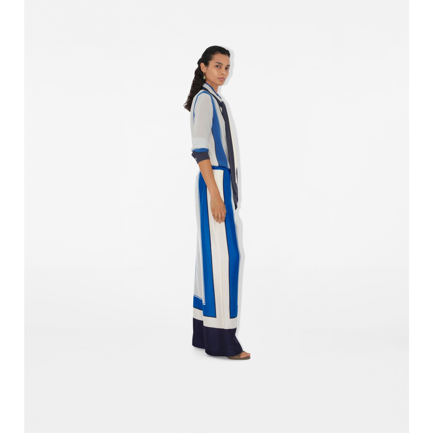 Knight Stamp Box Silk Poplin Trousers in Ink - Women | Burberry® Official