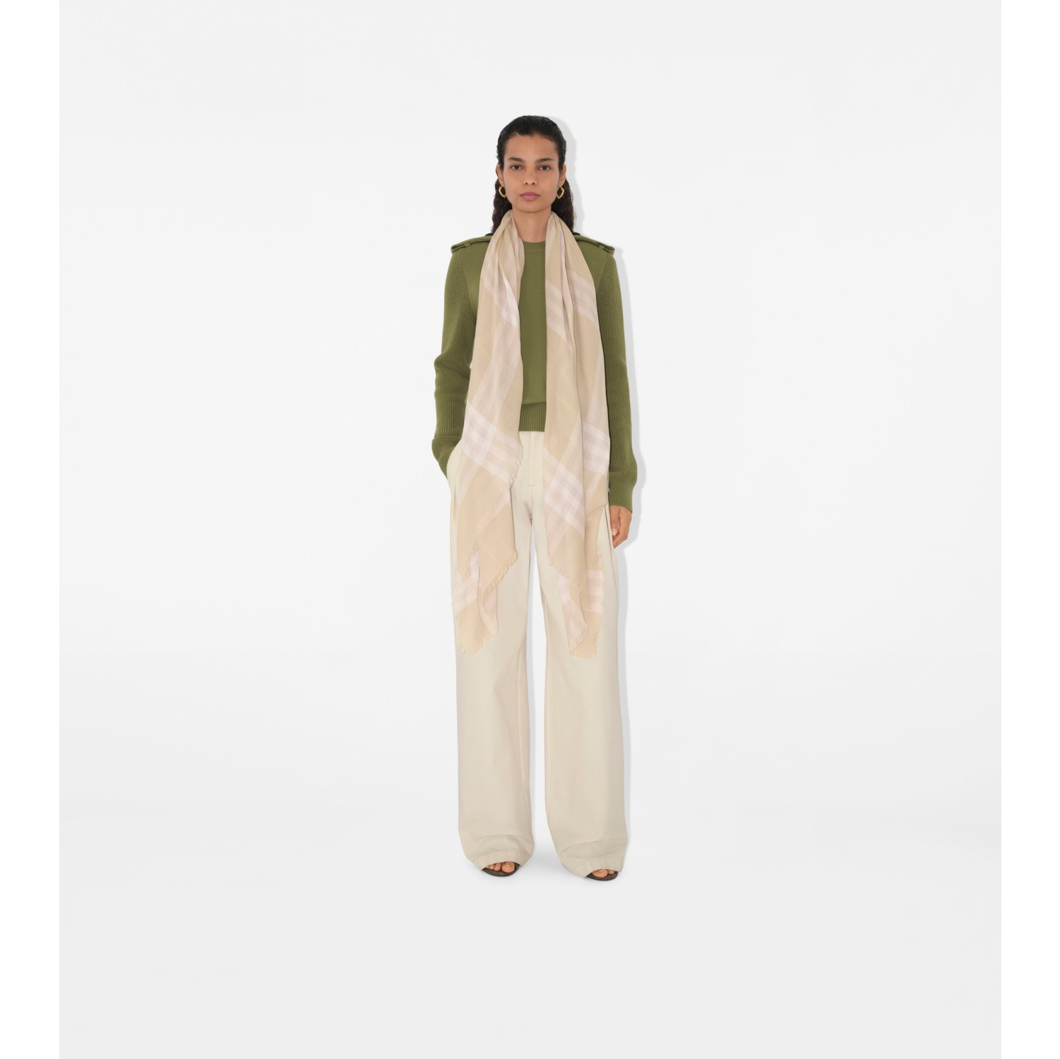 Écharpe large en laine Check