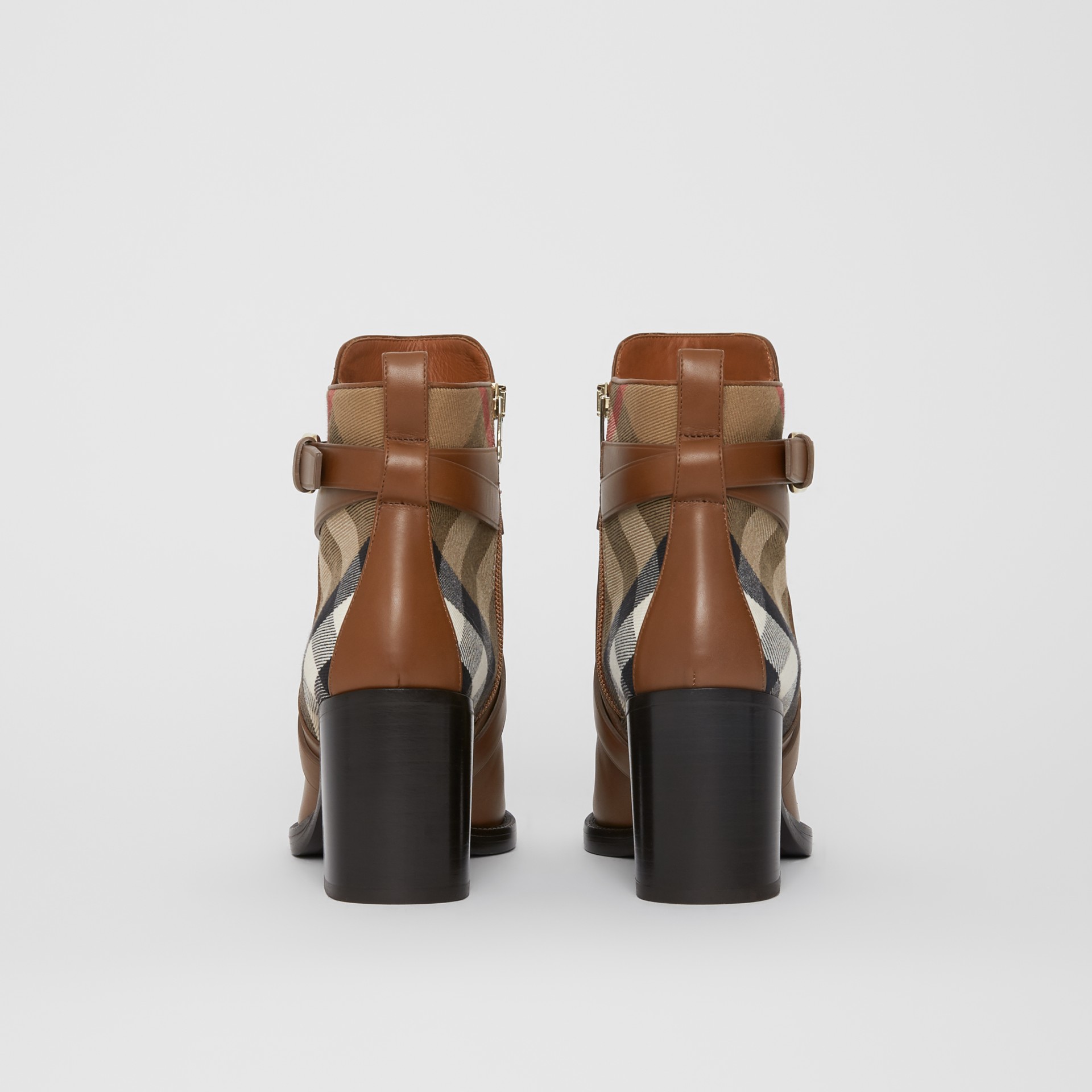 burberry house check leather bootie
