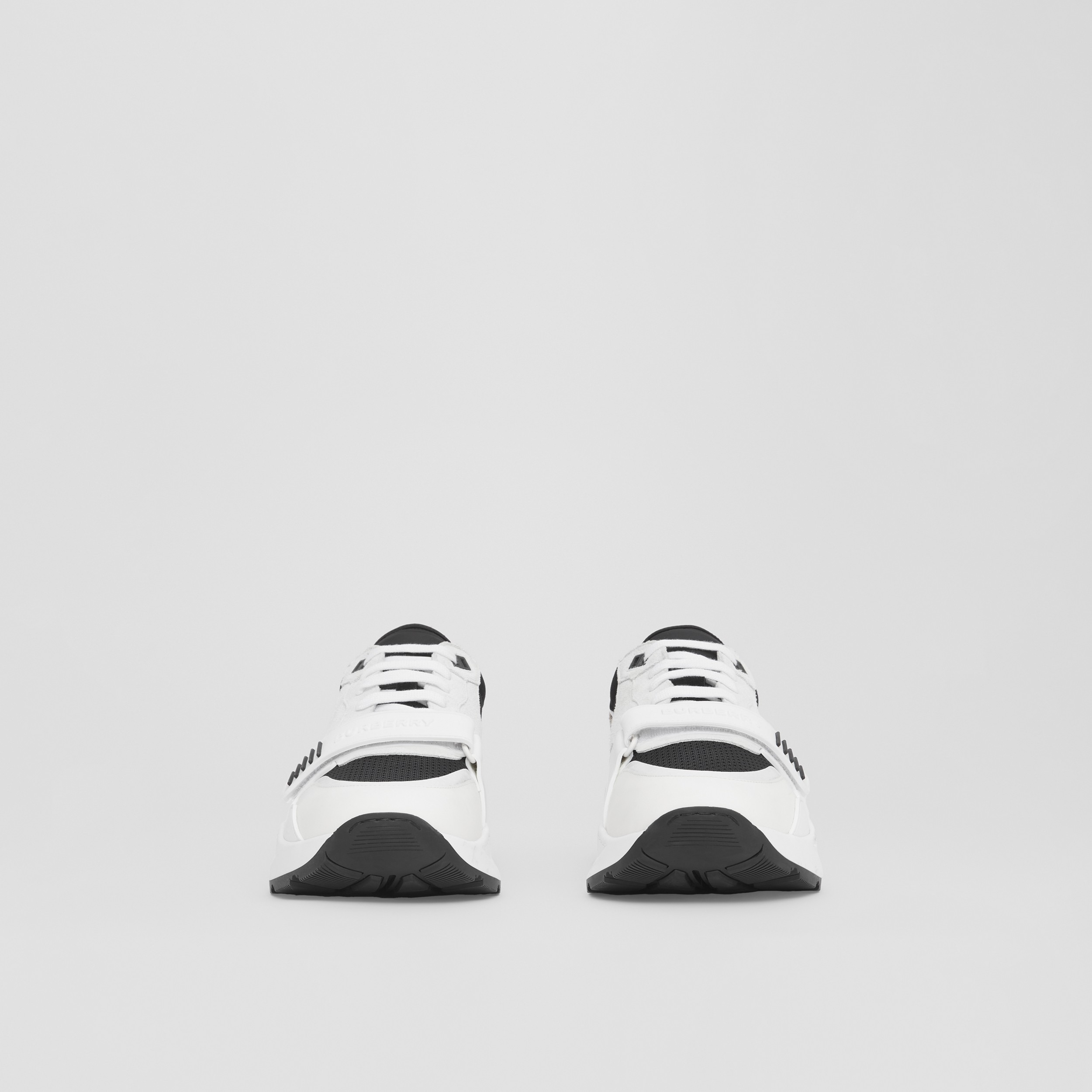 Mesh, Suede and Vintage Check Cotton Sneakers in Black/white - Men | Burberry® Official - 4