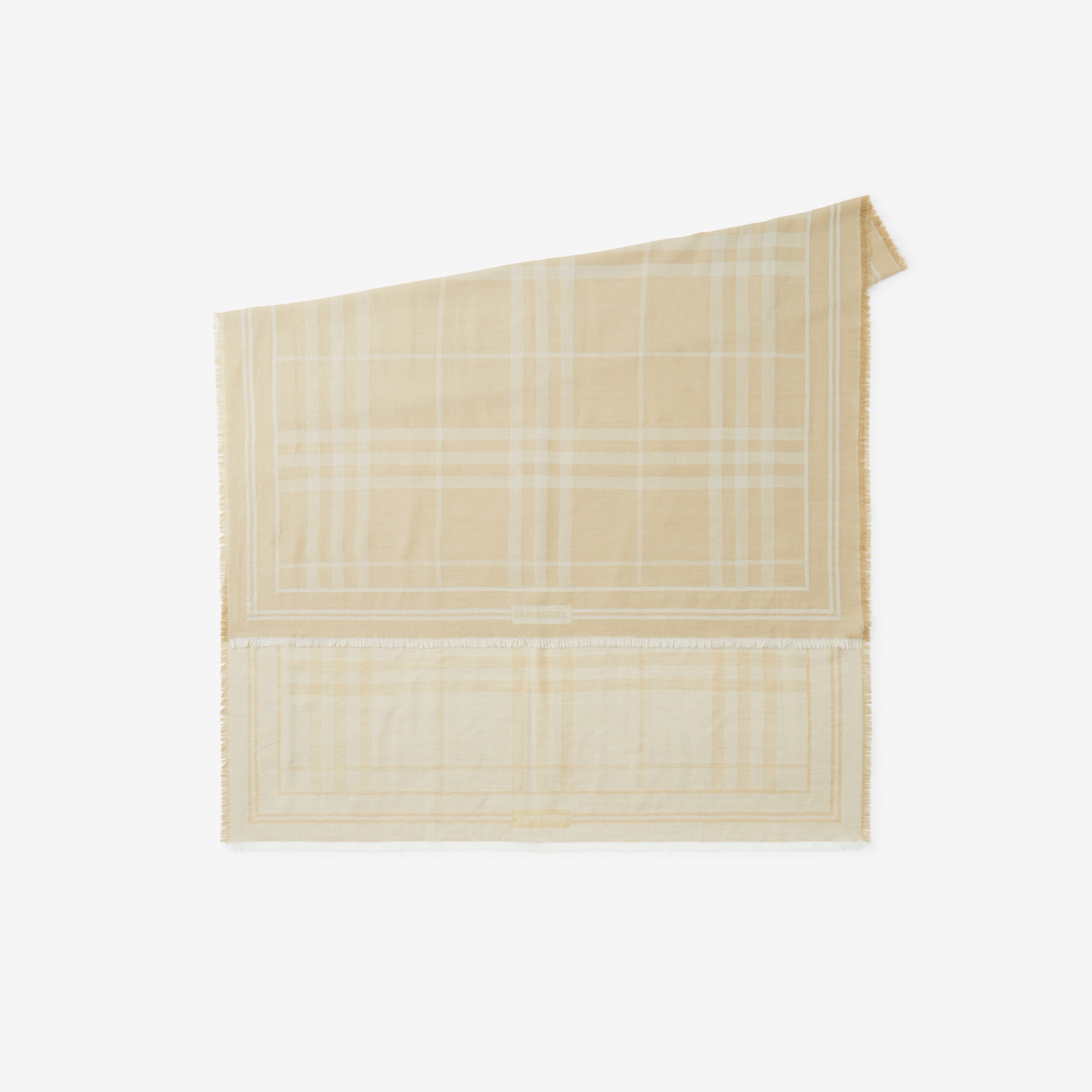 Check Wool Cotton Silk Scarf in Archive Beige | Burberry® Official - 2