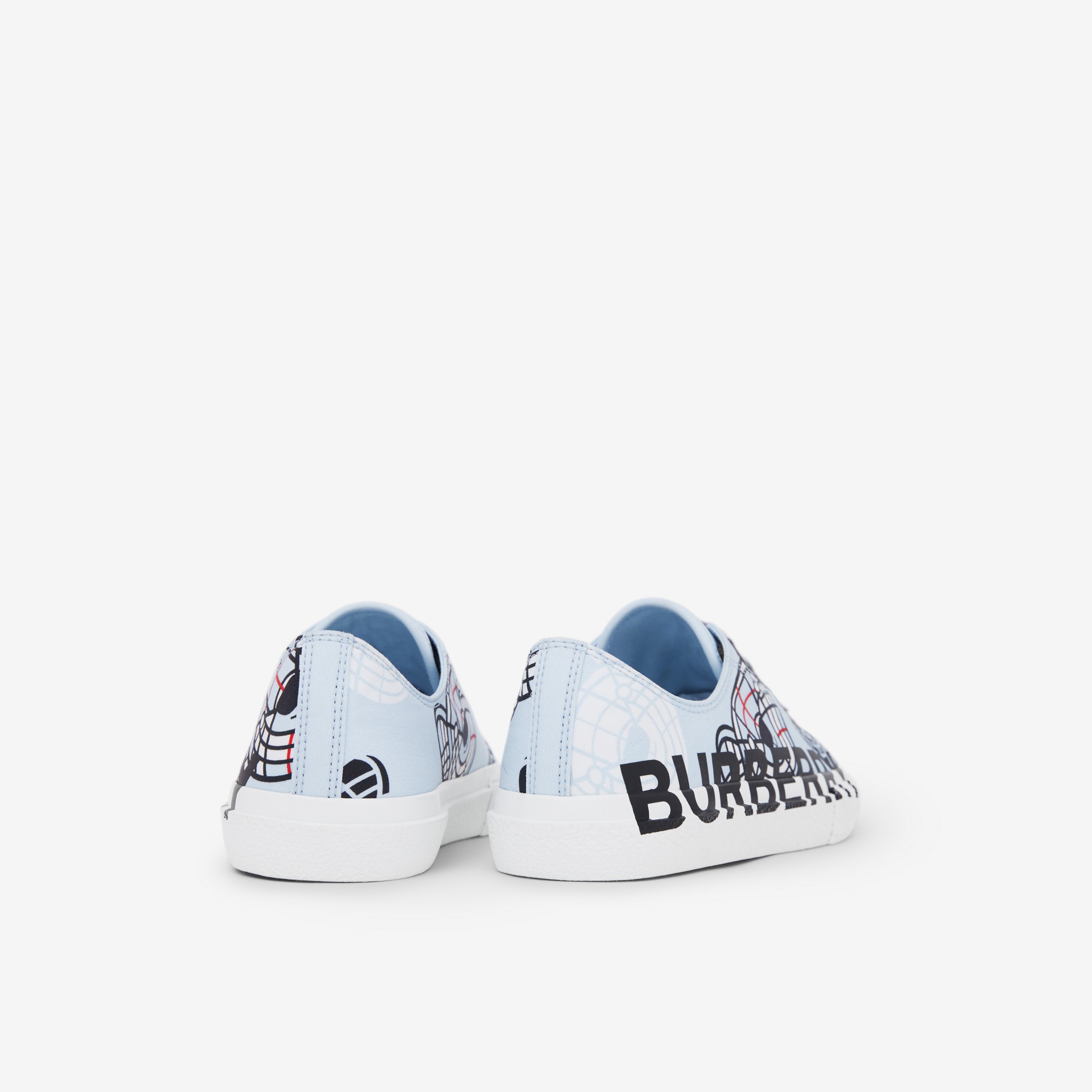 Montage Print Cotton Gabardine Sneakers in Pale Blue - Children | Burberry® Official - 3