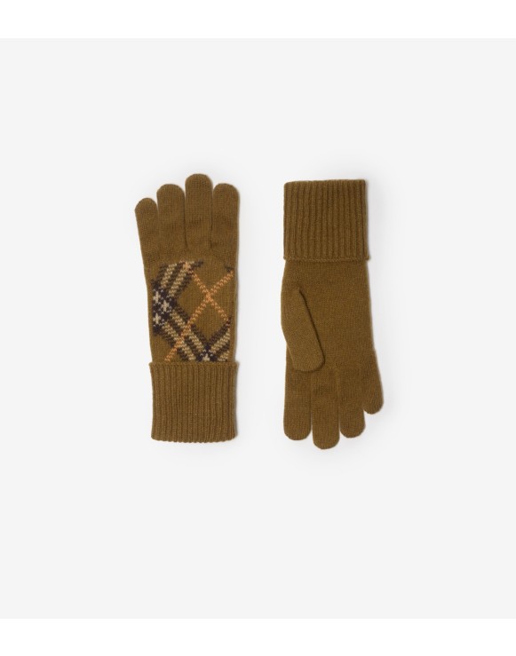 Check Cashmere Blend Gloves