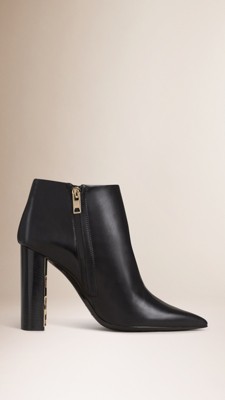 vintage check and leather ankle boots