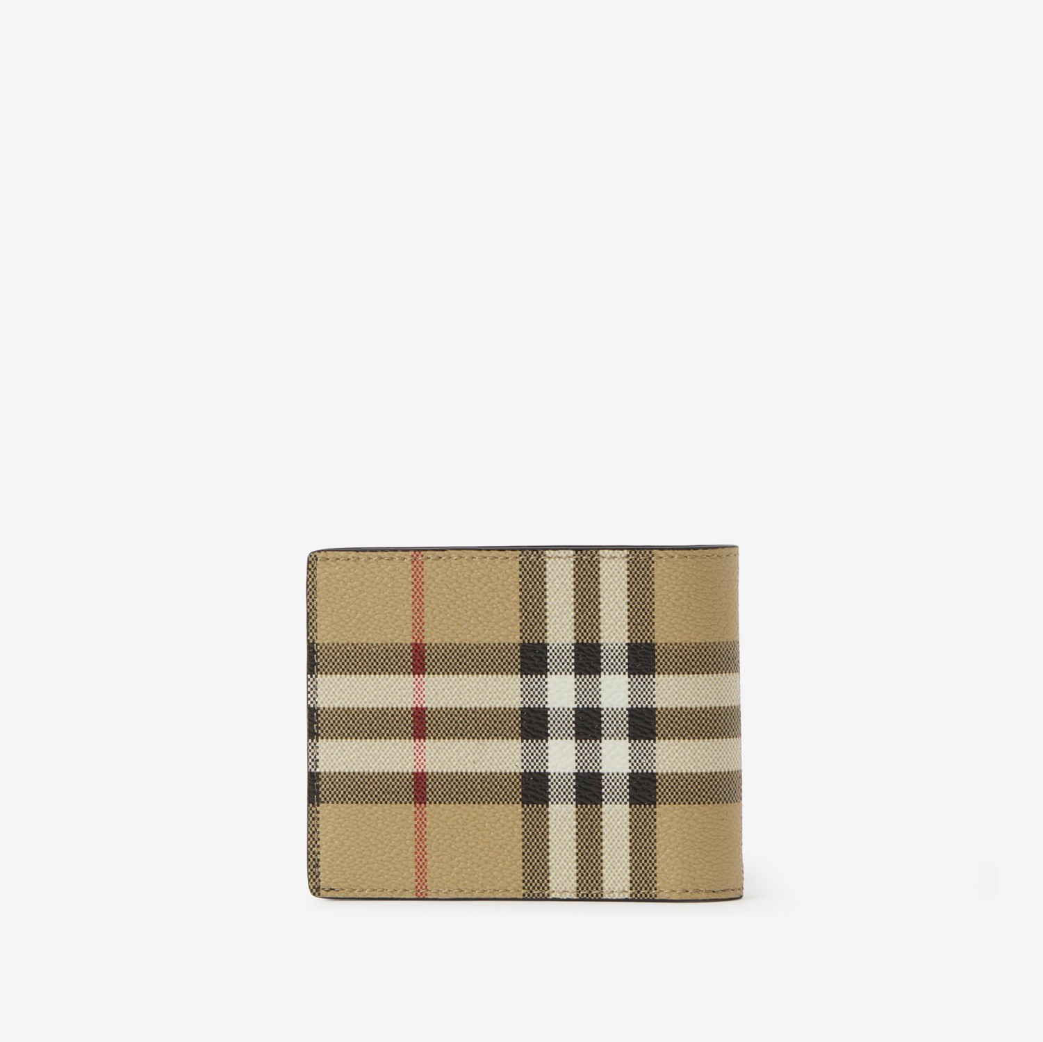 Check and Leather Slim Bifold Wallet in Archive Beige - Men | Burberry® Official