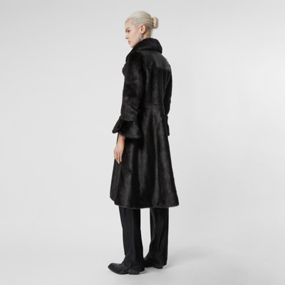 Waistcoat Detail Faux Fur Coat in Black 