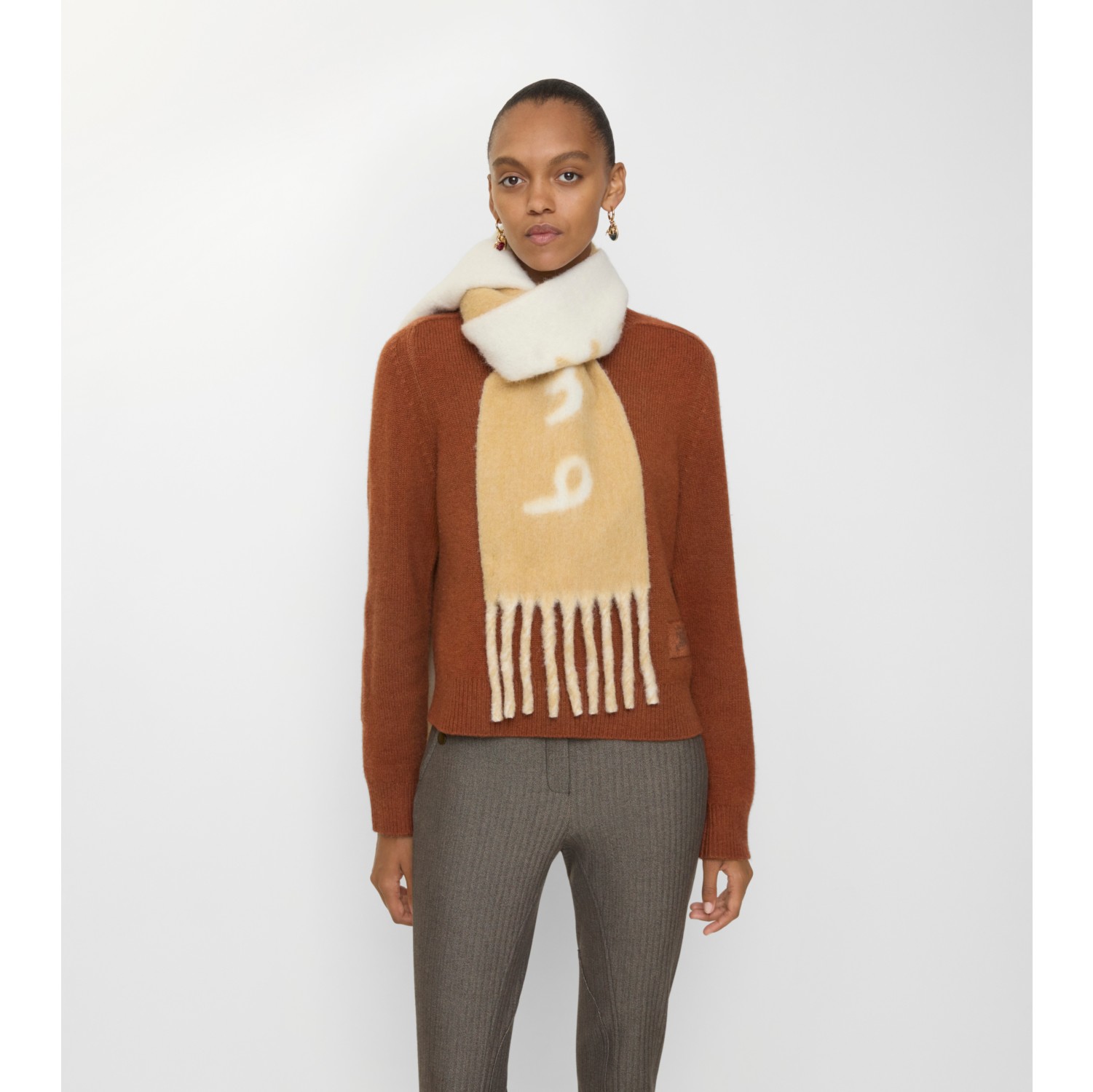 Reversible Logo Alpaca Wool Blend Scarf