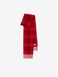 Narrow Check Cashmere Scarf in Currant