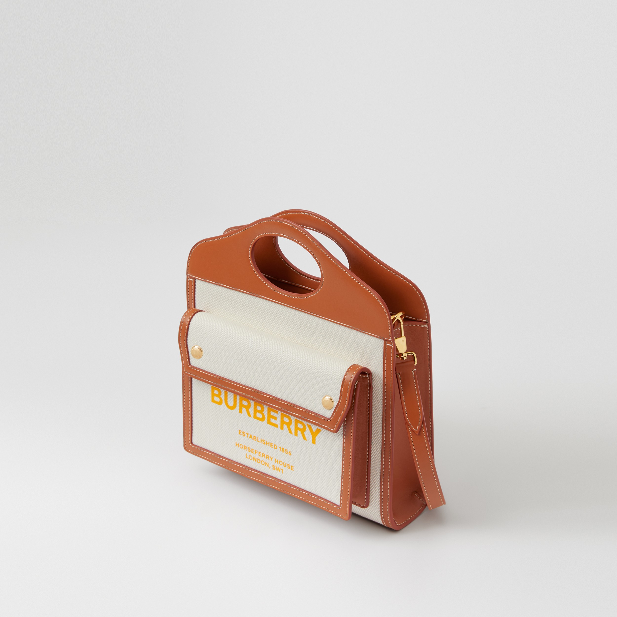 mini two tone canvas and leather tb bag