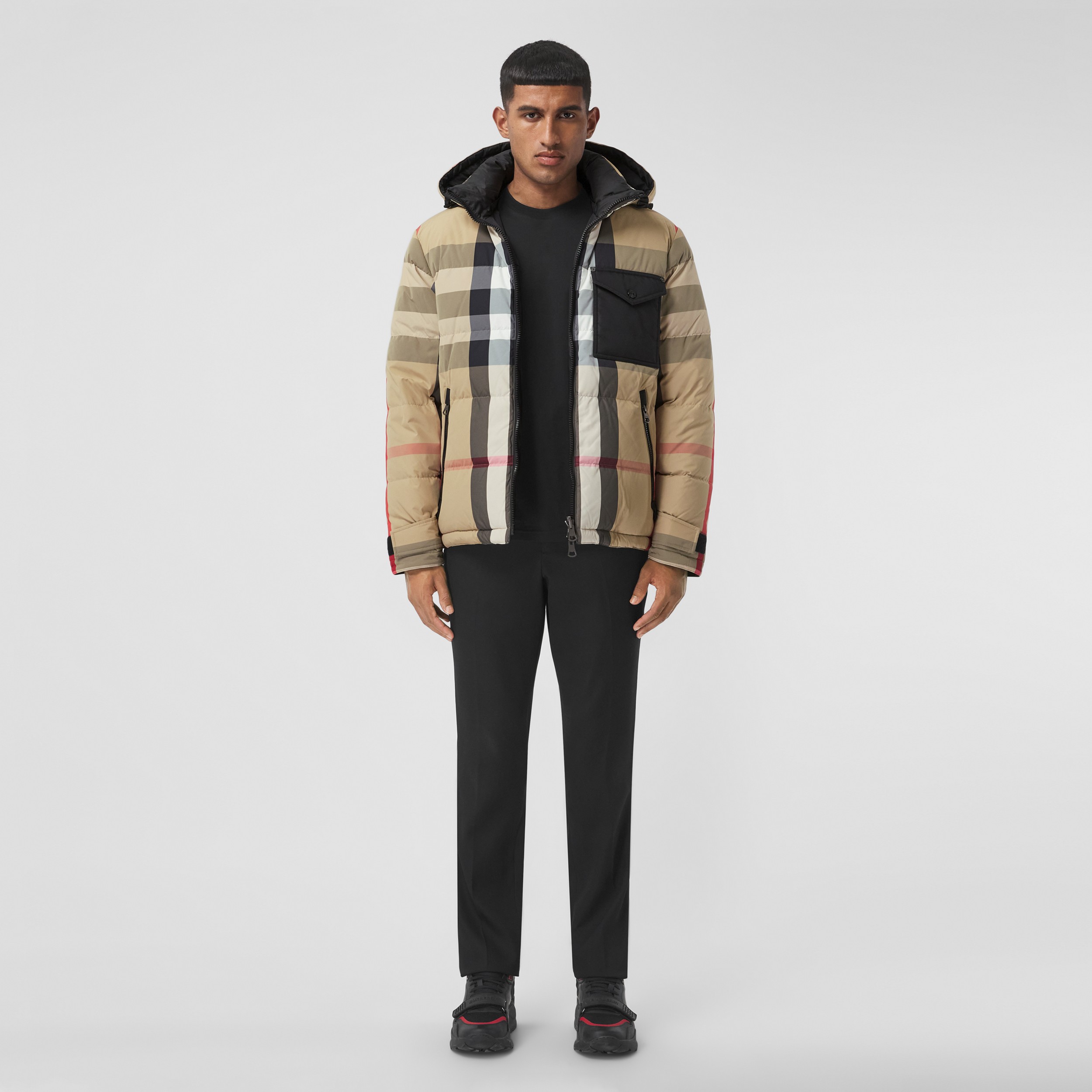 Reversible Check Nylon Puffer Jacket in Archive Beige/black - Men |  Burberry® Official