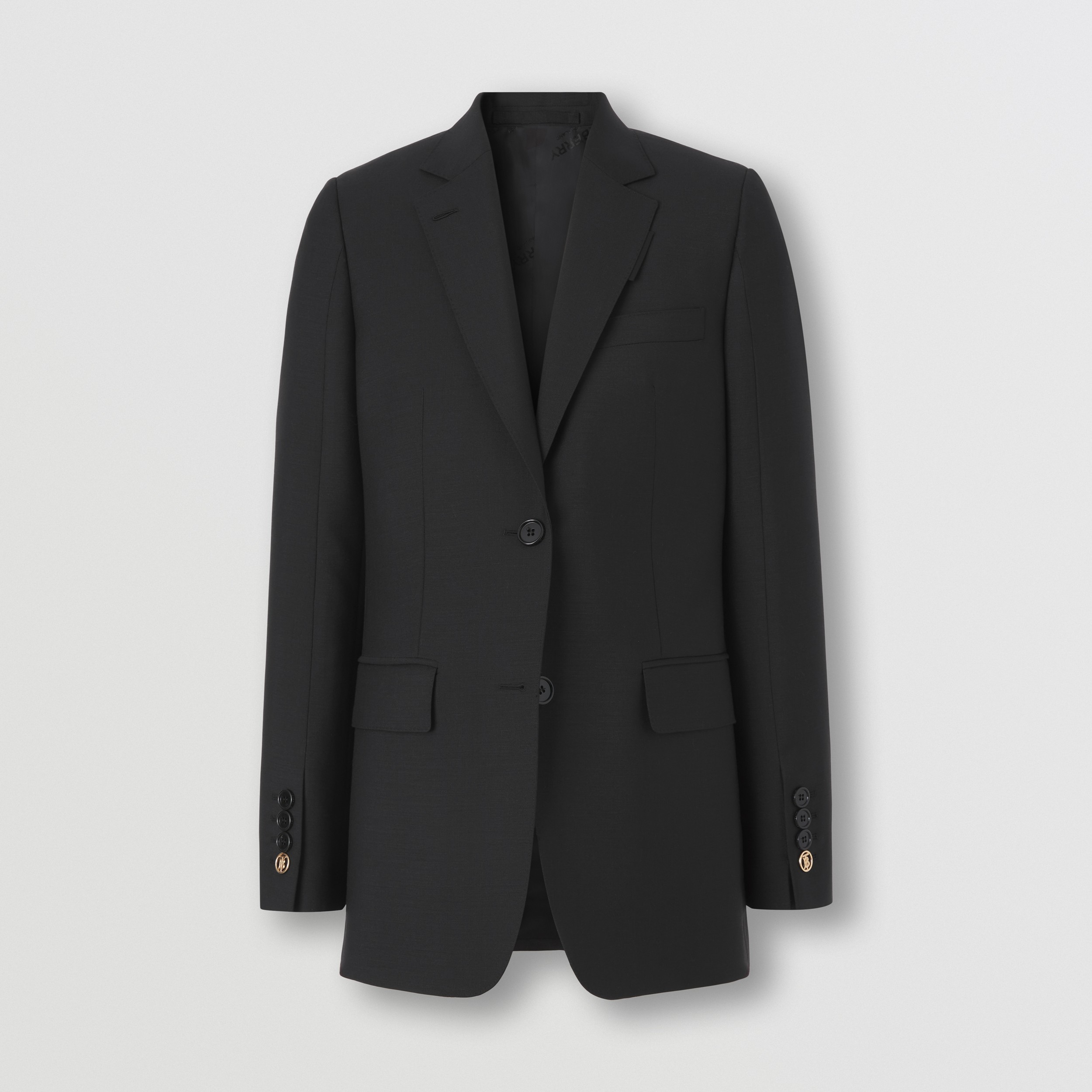 Monogram Motif Mohair Wool Tailored Jacket in Black - Women | Burberry® Official - 4