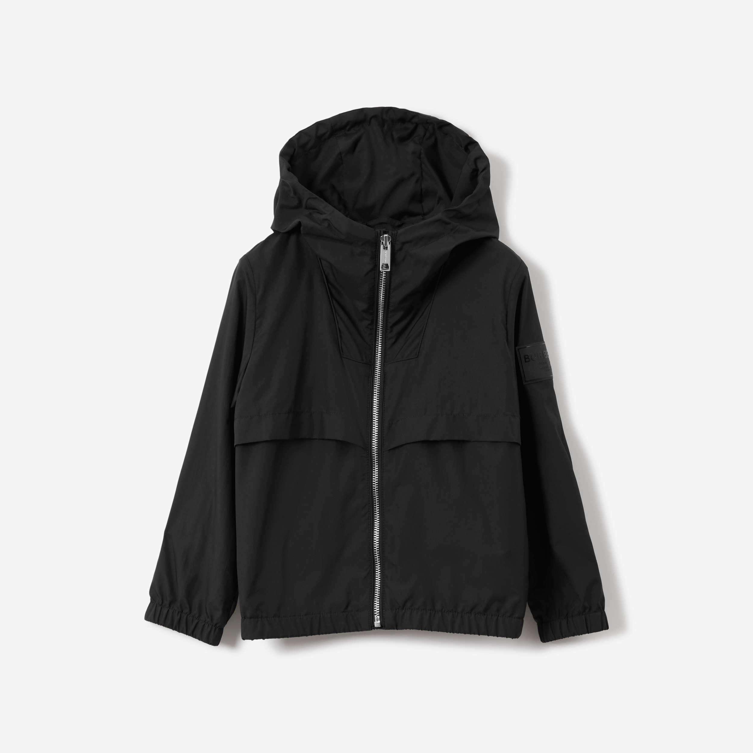 Horseferry Motif Nylon Blend Hooded Jacket in Midnight | Burberry® Official - 1