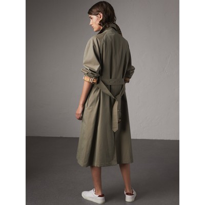 Shop Burberry The Brighton Extra long Car Coat In Chalk Green