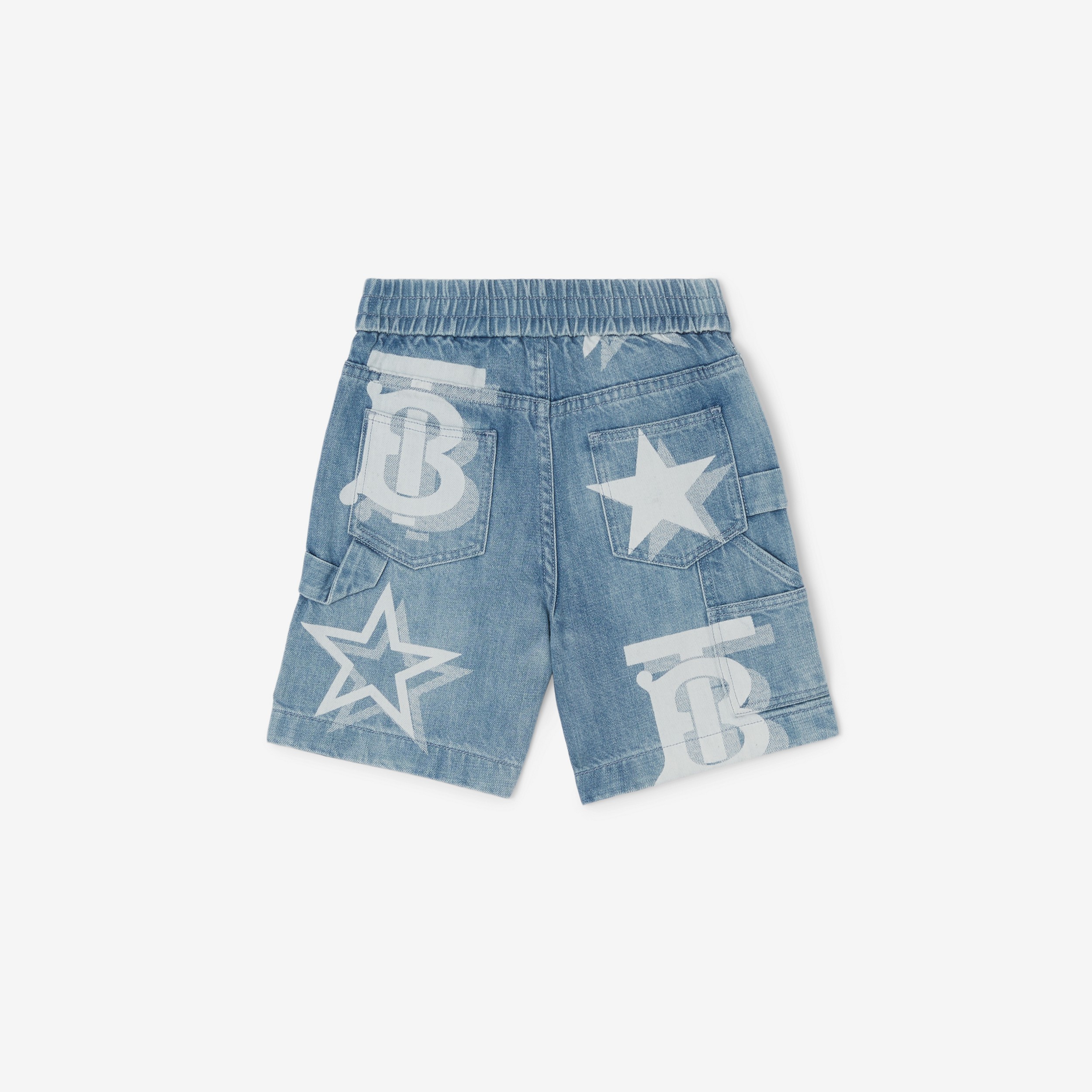 Pantalones cortos en tejido vaquero japonés con monogramas y estrellas (Azul Pálido) | Burberry® oficial - 2