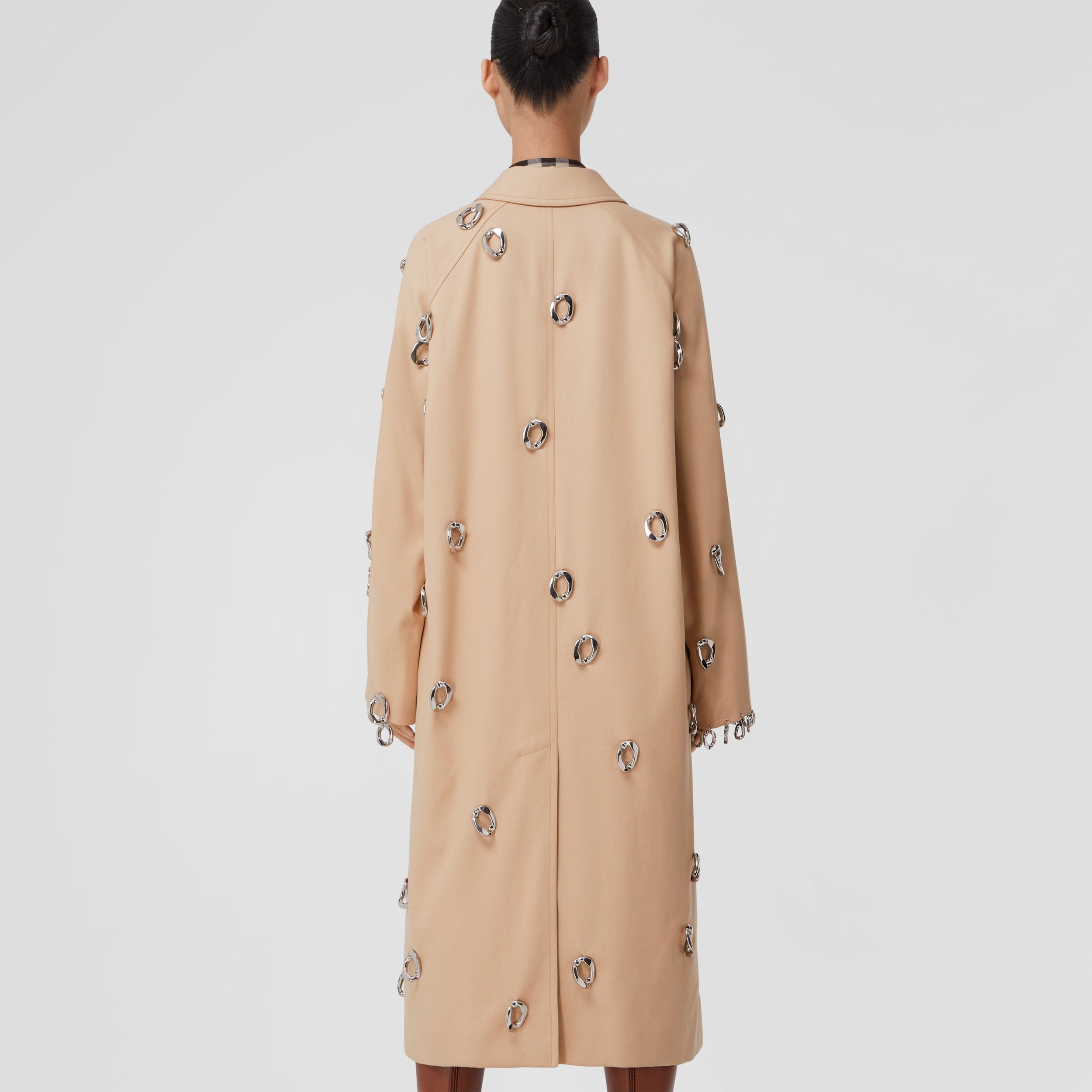 Chain-link Detail Cotton Gabardine Car Coat in Soft Fawn - Women | Burberry® Official - 3