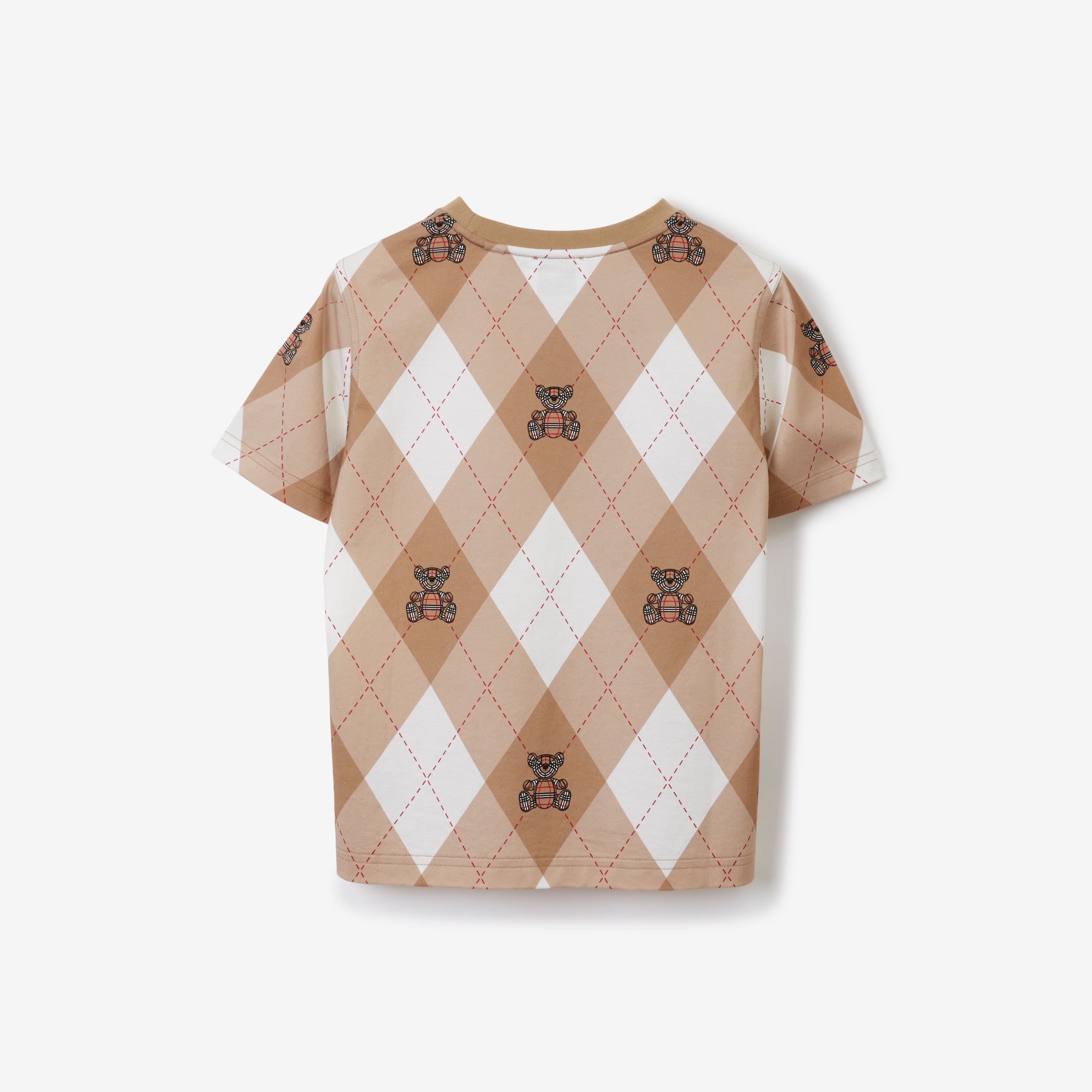 Thomas Bear Argyle Print Cotton T-shirt in Soft Fawn | Burberry® Official - 2