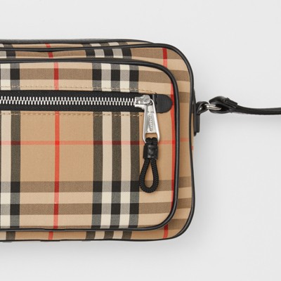 Vintage Check and Leather Crossbody Bag in Archive Beige - Men | Burberry®  Official