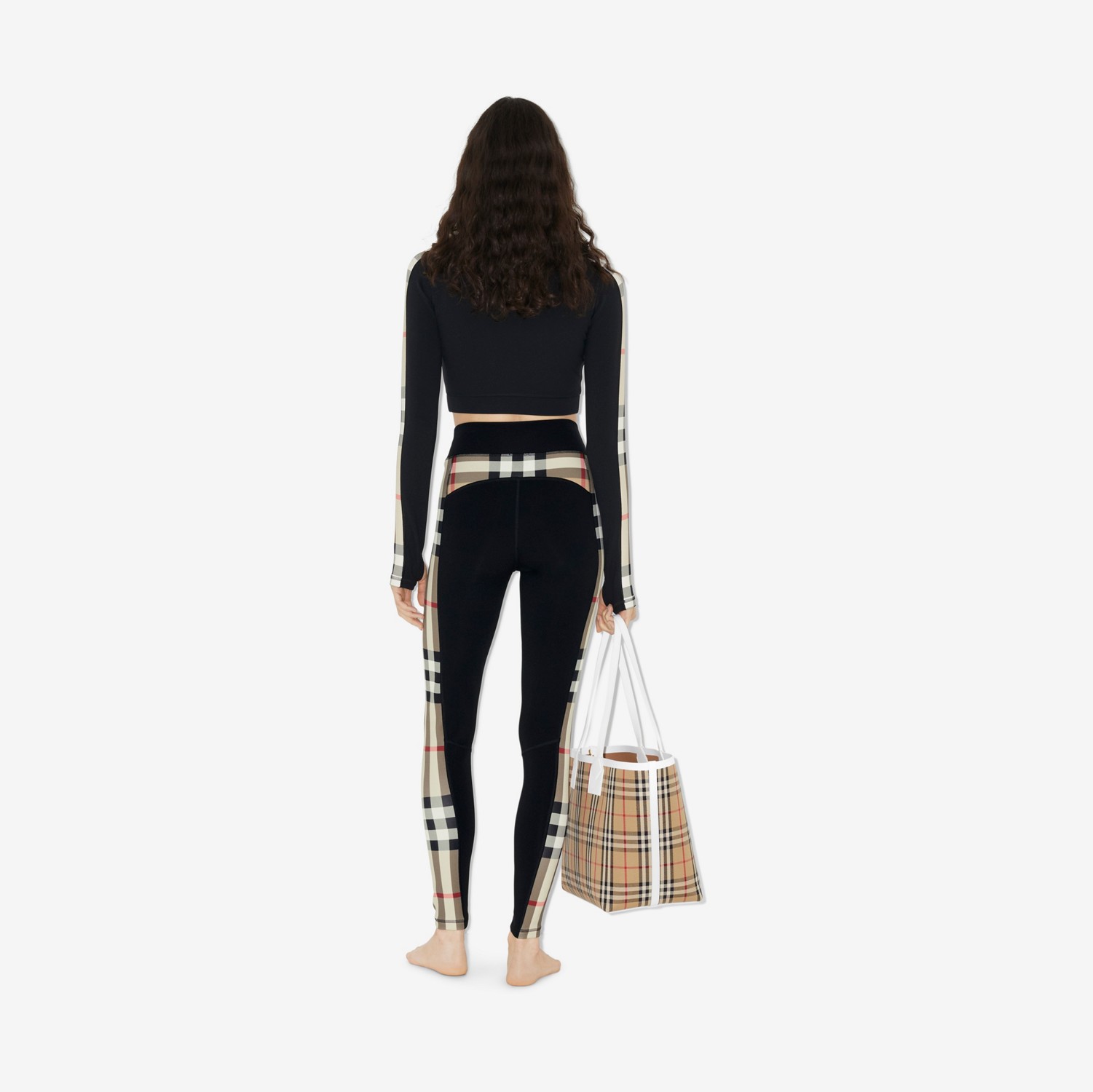Haut court zippé avec Check (Noir) - Femme | Site officiel Burberry®