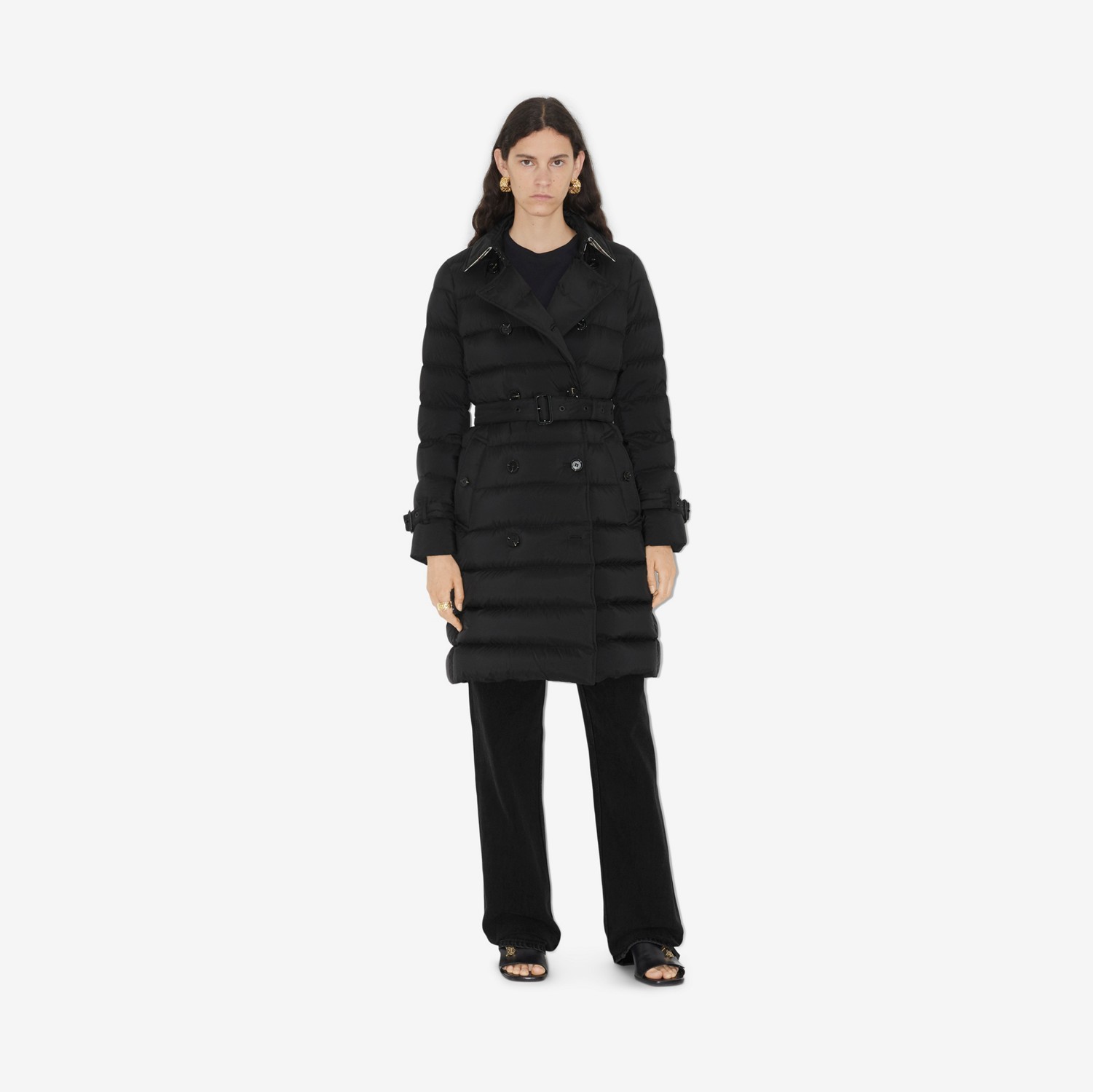 Nylon Hooded Puffer Coat in Black - Women | Burberry® Official