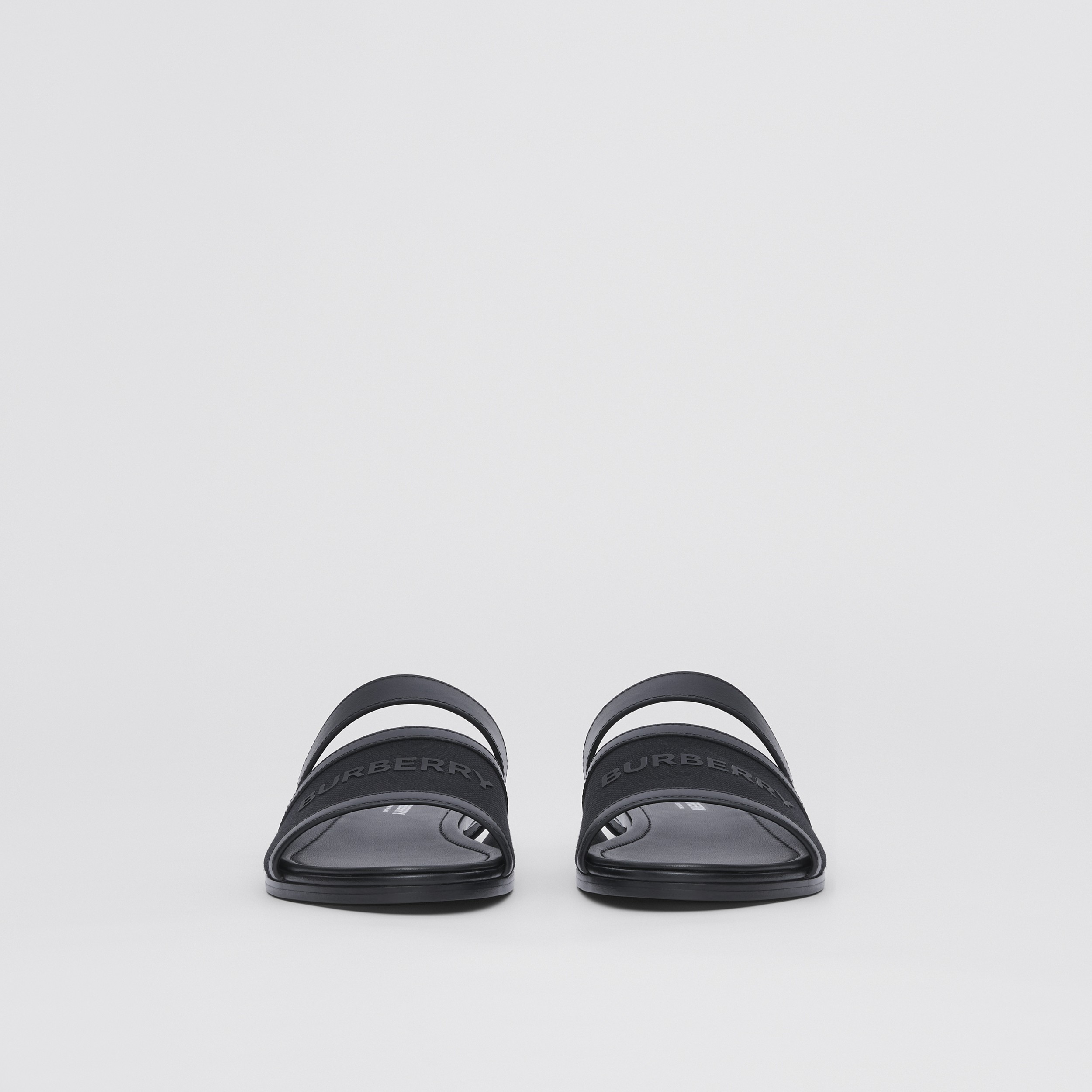 Logo Print Canvas and Leather Sandals in Black - Women | Burberry® Official - 4