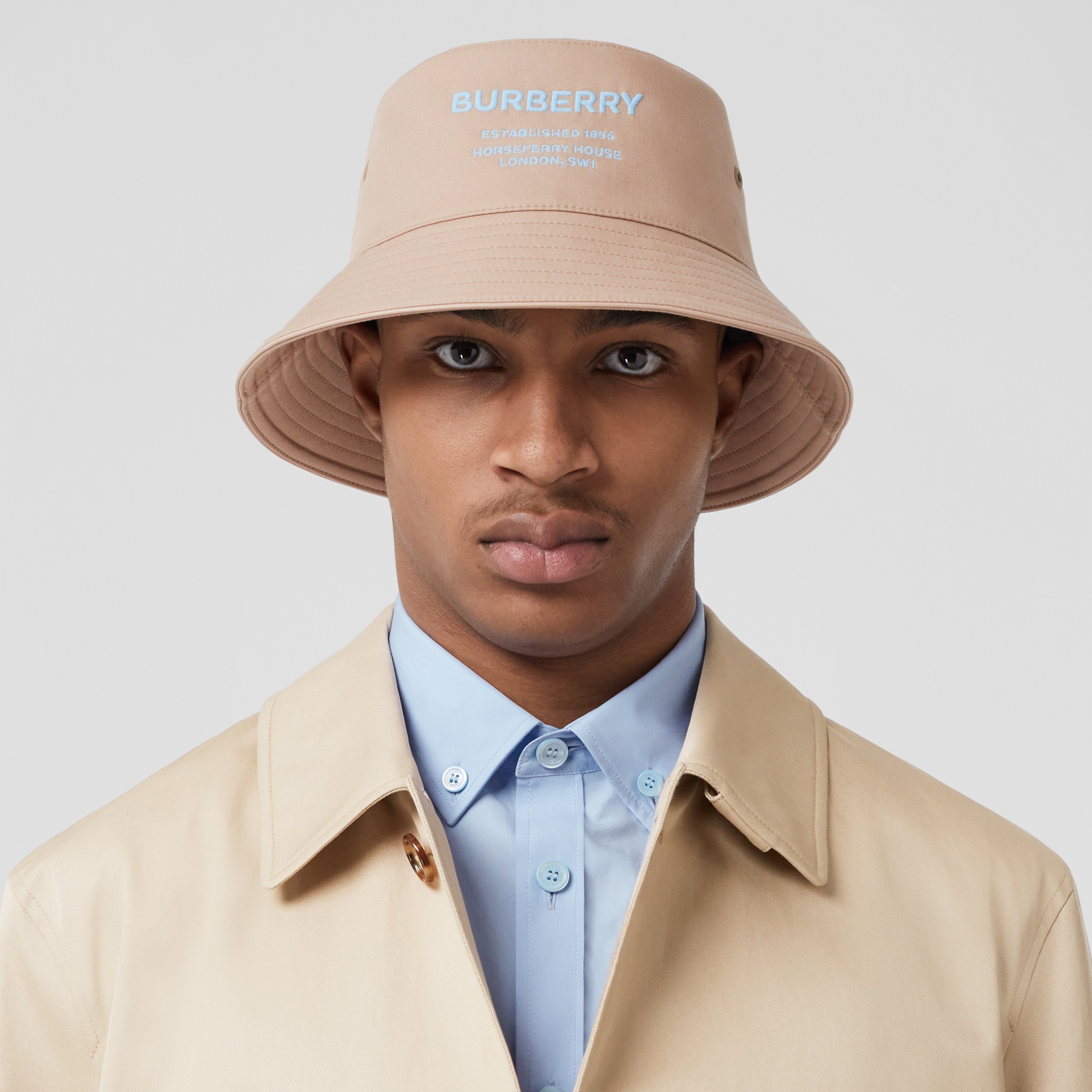 Horseferry Motif Bucket Hat in Soft Fawn | Burberry® Official - 3