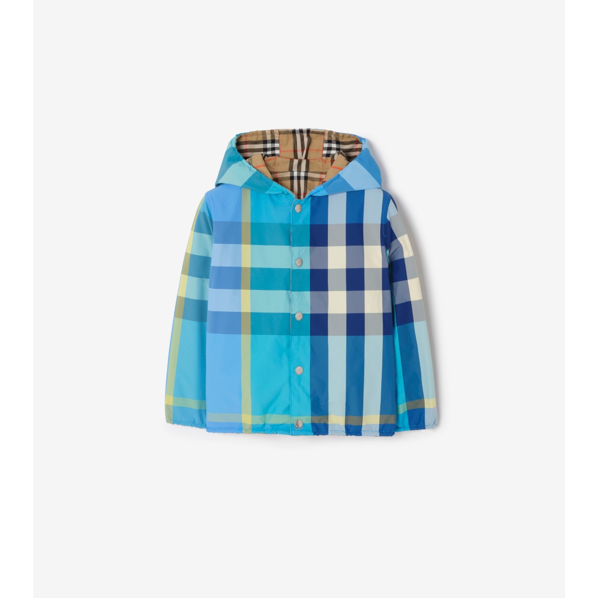  Check Reversible Nylon Hooded Jacket