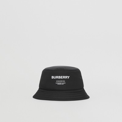 ホースフェリープリント ナイロン バケットハット (ブラック) | Burberry®公式サイト