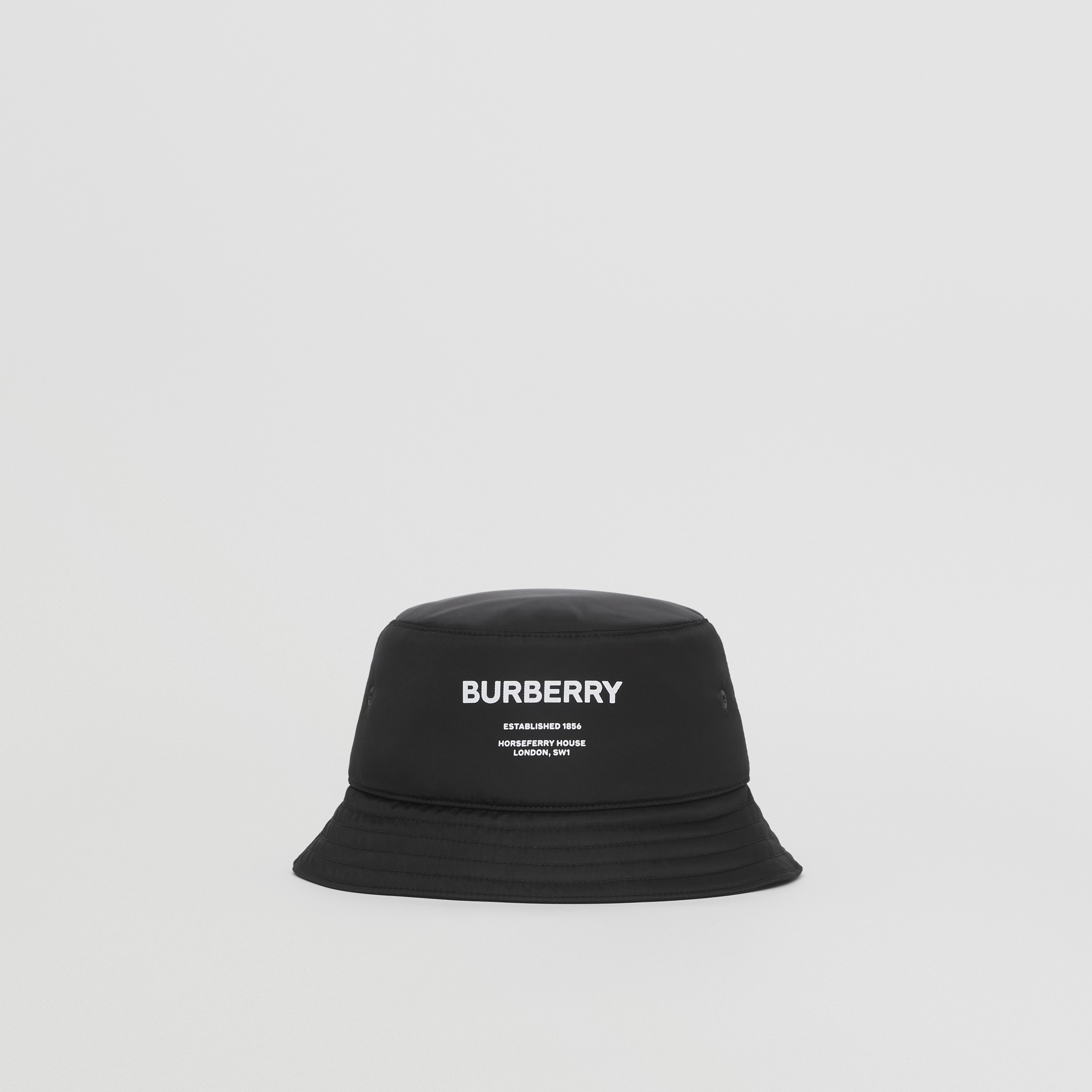 Horseferry Print Nylon Bucket Hat in Black | Burberry® Official - 1