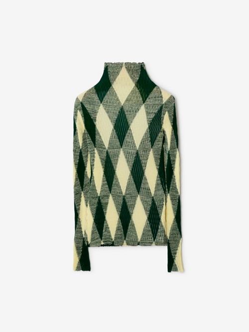 Burberry Argyle Cotton Silk Sweater In Ivy