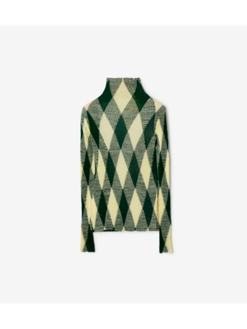 Shop Burberry Argyle Cotton Silk Sweater In Ivy
