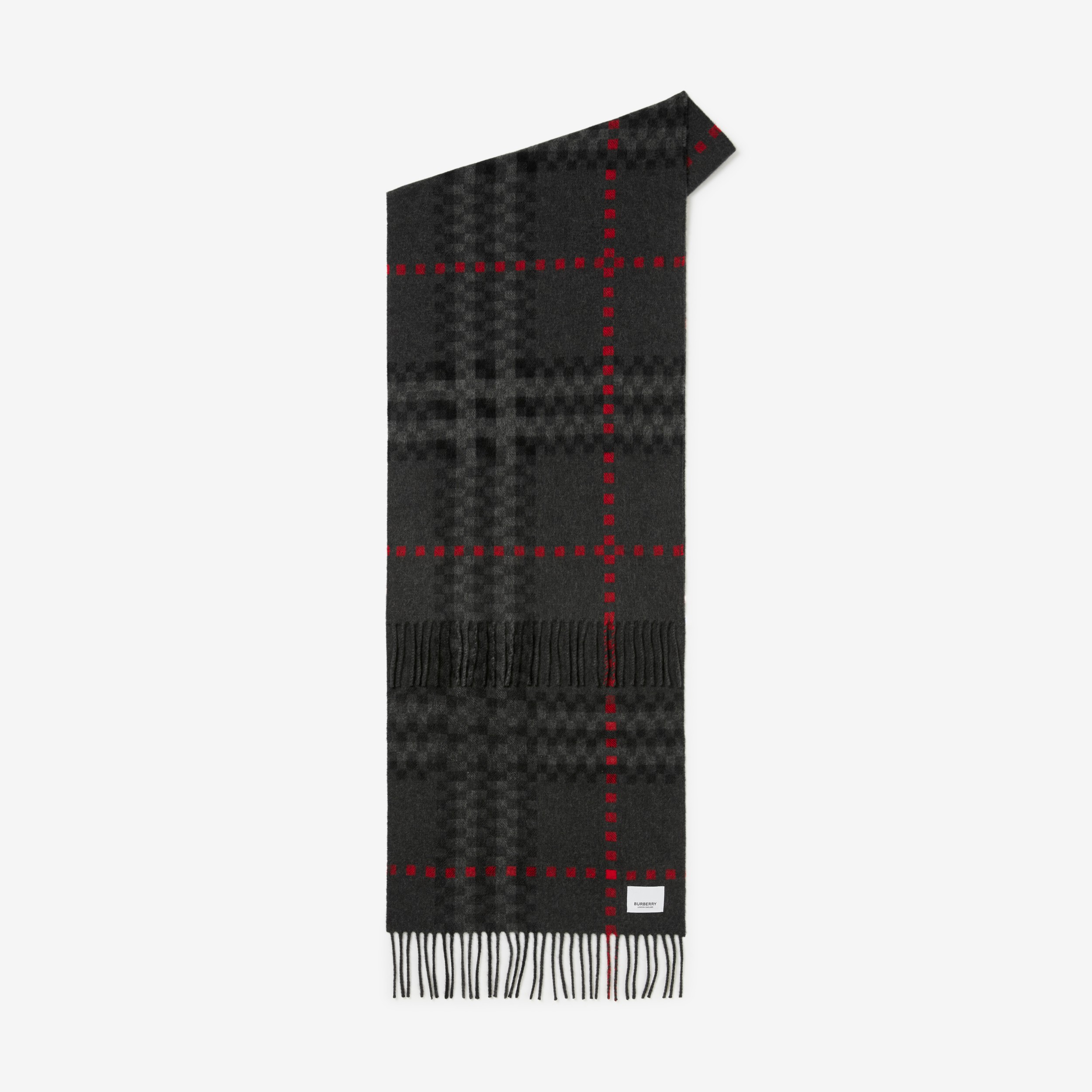 Pixel Check Cashmere Scarf in Charcoal | Burberry® Official - 2
