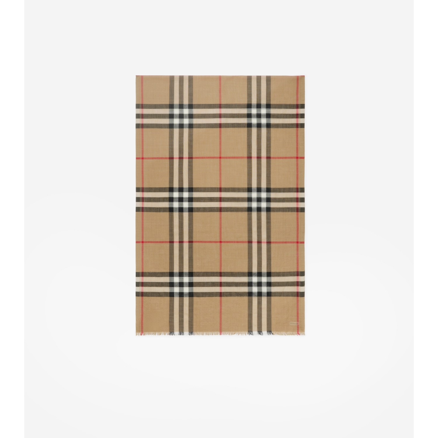 Wide Check Wool Silk Scarf