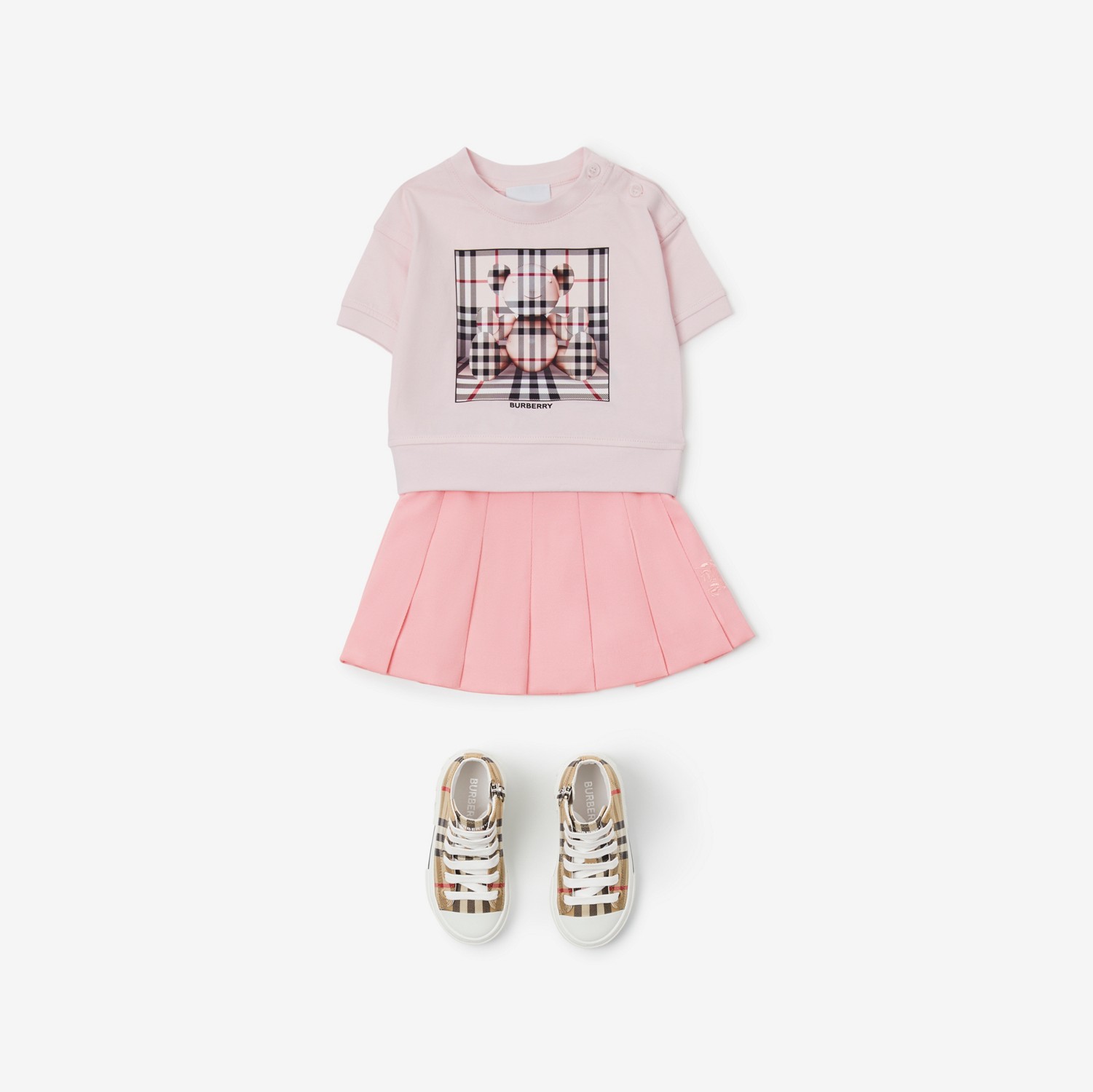 T-shirt in cotone con orsetto Thomas (Rosa Alabastro) - Bambini | Sito ufficiale Burberry®