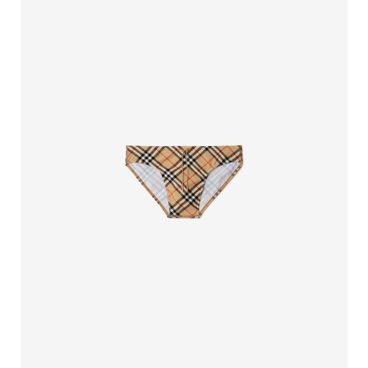 Burberry Check Swim Briefs In Brown